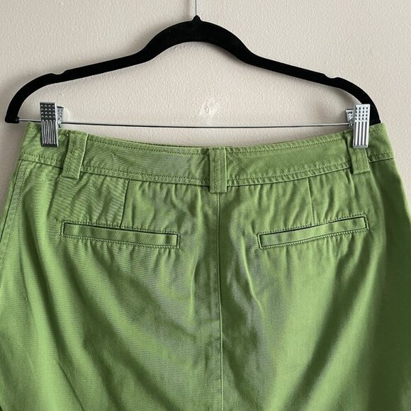 LL Bean Women 10 Reg Green Cotton Modest Casual Pockets Straight Skirt - Picture 6 of 8